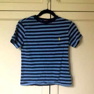 Kids Ralph Lauren Dark Light Blue striped T-Shirt - Size (S/8)